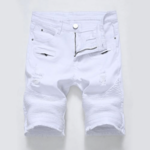 Men's classic breathable denim shorts - white