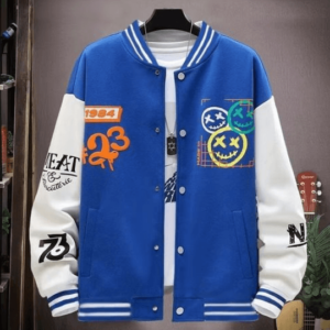 Men's Fashionable Baseball Jacket - Blue